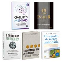 Kit 5livros Gatilhos Mentais, Psicologia Financeira, Homem Mais Rico da Babilônia,Segredos da Mente Milionária, As 48 leis do Poder