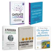 Kit 5livros, Gatilhos Mentais, Psicologia Financeira, Homem Mais Rico da Babilônia, Segredos da Mente Milionária, Escute!