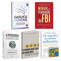 Kit 5livros, Gatilhos Mentais, Psicologia Financeira, Homem Mais Rico da Babilônia, Segredos da Mente Milionária, Manual de Persuasão do FBI