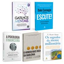 Kit 5livros,Gatilhos Mentais,Psicologia Financeira,Homem Mais Rico,Segredos da Mente,Escute!