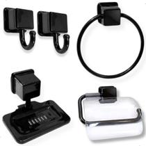 Kit 5pç Acessorios Banheiro Porta Toalhas Papeis Saboneteira