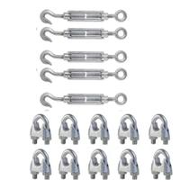 Kit 5pç Esticador Olhal 3/16+10 Clip 3/16(cabo Aço Ate 5m