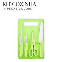 Kit 5Pç facas tesoura Inox Profissional churrasco Cozinha