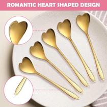 Kit 5PCS Colher Coração Fofa para Cozinha Mesa Posta Douradas Café Sobremesa Chá Aço Inoxidável