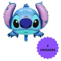 Kit 5UN Balões Balão Metalizado Cabeça Stitch Stiti Festa 54cm Grande Criança Infantil Lindo