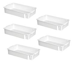 Kit 5un Bandejas Caixas Organizadora 11,5l Branca S/ Tampa