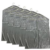 KIT 5UN Capa Protetora PVC Prata Com Zíper Para Ternos E Roupas Tamanho M 61x123cm