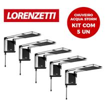 Kit 5un Chuveiro Lorenzetti Acqua Storm Ultra Preto com Cromado 220v 7800w