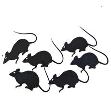 Kit 5un Decoração Halloween Rato Preto em EVA assustador 8cm