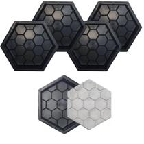 Kit 5un Forma Plastica Molde Base p Fabricação Paver Piso Concreto Desenhado Ranhurado 25x25x6 Calçada Estriada Seis Lados