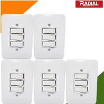 Kit 5un Interruptor Triplo Apagador Simples 250V Bivolt