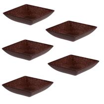 Kit 5un mini petisqueira quadrado aperitivos marrom escuro