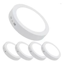 KIT 5un Painel 6w de LED plafon sobrepor redondo 4000K (neutro )