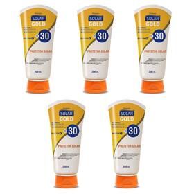 Kit 5un Protetor Solar Corporal FPS 30 Toque Seco Proteção Diária 200ml Solar Gold - Nutriex