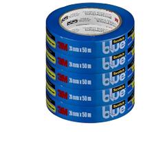 Kit 5und Fita Crepe 24x50mts Azul Blue Tape 2090-ep - 3m