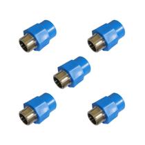 KIT 5x Adaptador Macho 25 x 1/2" BSP PPR Azul para Rede de Ar Comprimido