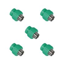 KIT 5x Adaptador Macho 25 x 3/4" BSP PPR Verde para Água Quente e Fria AMANCO