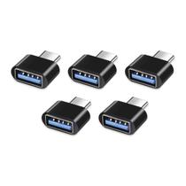 Kit 5x Adaptador Plug OTG Conversor Usb Tipo A Fêmea Para Usb C Macho Celular Tablet Notebook