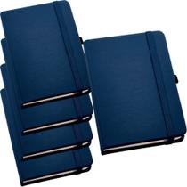 Kit 5x Caderneta de Anotações 9x14cm 80 Fls Pautadas Azul