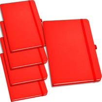 Kit 5x Caderneta de Anotações 9x14cm 80 Fls Pautadas Vermelho