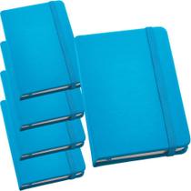 Kit 5x Caderneta de Anotações 9x14cm 80 Fls Sem Pauta Azul Claro