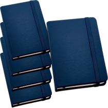 Kit 5x Caderneta de Anotações 9x14cm 80 Fls Sem Pauta Azul