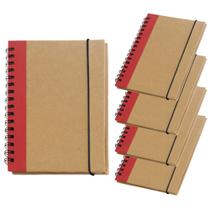 Kit 5x Caderneta de Anotações Ecológica 10x14cm 60 Folhas Sem Pauta Vermelho