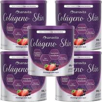 Kit 5X Colágeno Skin - 300g Morango Com Açaí - Sanavita