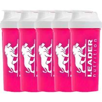 Kit 5X Coqueteleira Rosa 600ml - Leader Nutrition