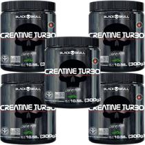 Kit 5X Creatine Turbo Monohidratada - 300g Limão - Black Skull