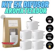 Kit 5x Difusor Aromatizador Porcelena Branco Elétrico Bivolt Via Aroma