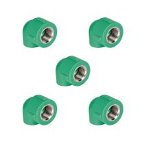 KIT 5x Joelho Misto 25 x 1/2" BSP PPR Verde para Água Quente e Fria AMANCO
