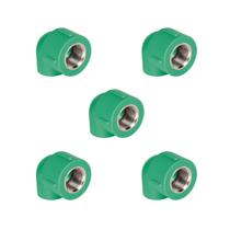 KIT 5x Joelho Misto 32 x 3/4" BSP PPR Verde para Água Quente e Fria AMANCO