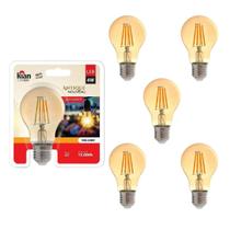 Kit 5x Lâmpadas Led Filamento Retro A60 4w Bivolt E27 2200k