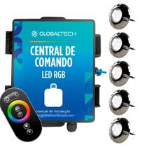 Kit 5x LED RGB Piscina 9W Luxpool + Central Globaltech