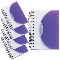 Kit 5x Mini Caderneta Capa Plástica 8x11cm 80 Folhas Sem Pauta Violeta