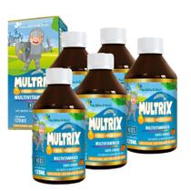 Kit 5x Multrix Infantil Vitaminas A Z 5x120ml Laranja Flora Sabor:Laranja