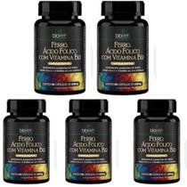 kit 5x Oleo Ferro Acido Folico com Vitamina B12 5x60 cápsulas Bioklein