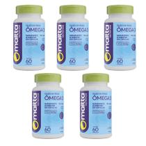 Kit 5x Ômega 3 EPA-DHA 1000mg 5x60 cápsulas Maltta Nutrition Sabor:Sem sabor