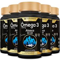 Kit 5X Omega 3 Oleo De Peixe Concentrado Sem Sabor 60Caps - HF Suplements