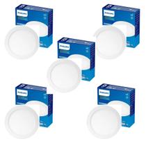 kit 5x Painel Plafon Spot Embutir 6w Philips 4000k Redondo