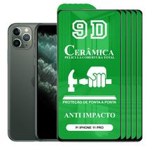 Kit 5x Película 9D Cerâmica iPhone 11 Pro - Protetora Anti Impacto Queda Choque Shock Flexível Nano Gel