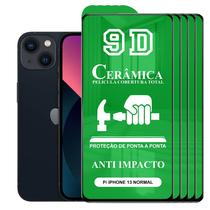 Kit 5x Película 9D Cerâmica iPhone 13 Normal - Protetora Anti Impacto Queda Choque Shock Flexível Nano Gel