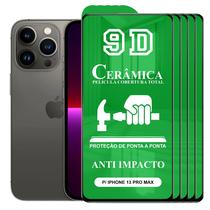 Kit 5x Película 9D Cerâmica iPhone 13 Pro Max - Protetora Anti Impacto Queda Choque Shock Flexível Nano Gel - CTech