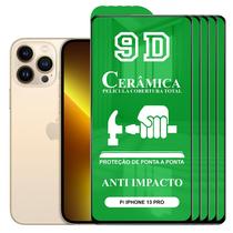 Kit 5x Película 9D Cerâmica iPhone 13 Pro - Protetora Anti Impacto Queda Choque Shock Flexível Nano Gel