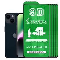 Kit 5x Película 9D Cerâmica iPhone 14 normal - Protetora Anti Impacto Queda Choque Shock Flexível Nano Gel - CTech