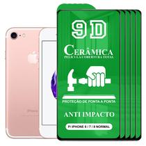 Kit 5x Película 9D Cerâmica iPhone 6 / 7 / 8 Normal- Protetora Anti Impacto Queda Choque Shock Flexível Nano Gel