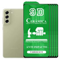 Kit 5x Película 9D Cerâmica Samsung Galaxy S21 FE - Protetora Anti Impacto Queda Choque Shock Flexível Nano Gel - CTech