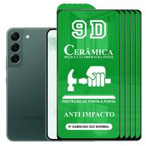 Kit 5x Película 9D Cerâmica Samsung Galaxy S22 Normal - Protetora Anti Impacto Queda Choque Shock Flexível Nano Gel