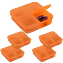 Kit 5x Porta Comprimidos com 4 Divisórias TopGet Laranja Kit 5x Porta Comprimidos com 4 Divisórias TopGet Laranja